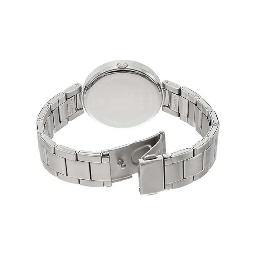 Titan Workwear | Sleek All-Silver Analog Watch in Signature Stainless Steel
