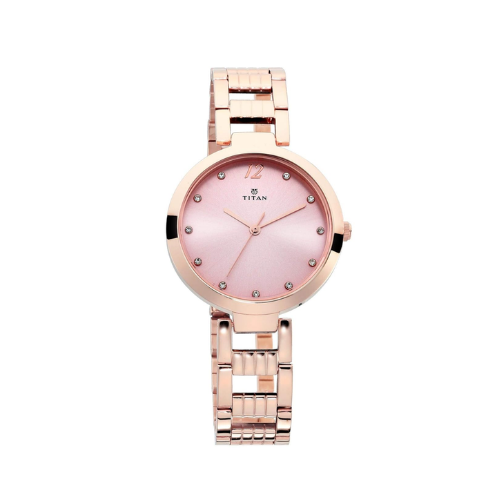Titan Sparkle | Radiant Pink Multi-Dial Watch with Signature Crystal Accents