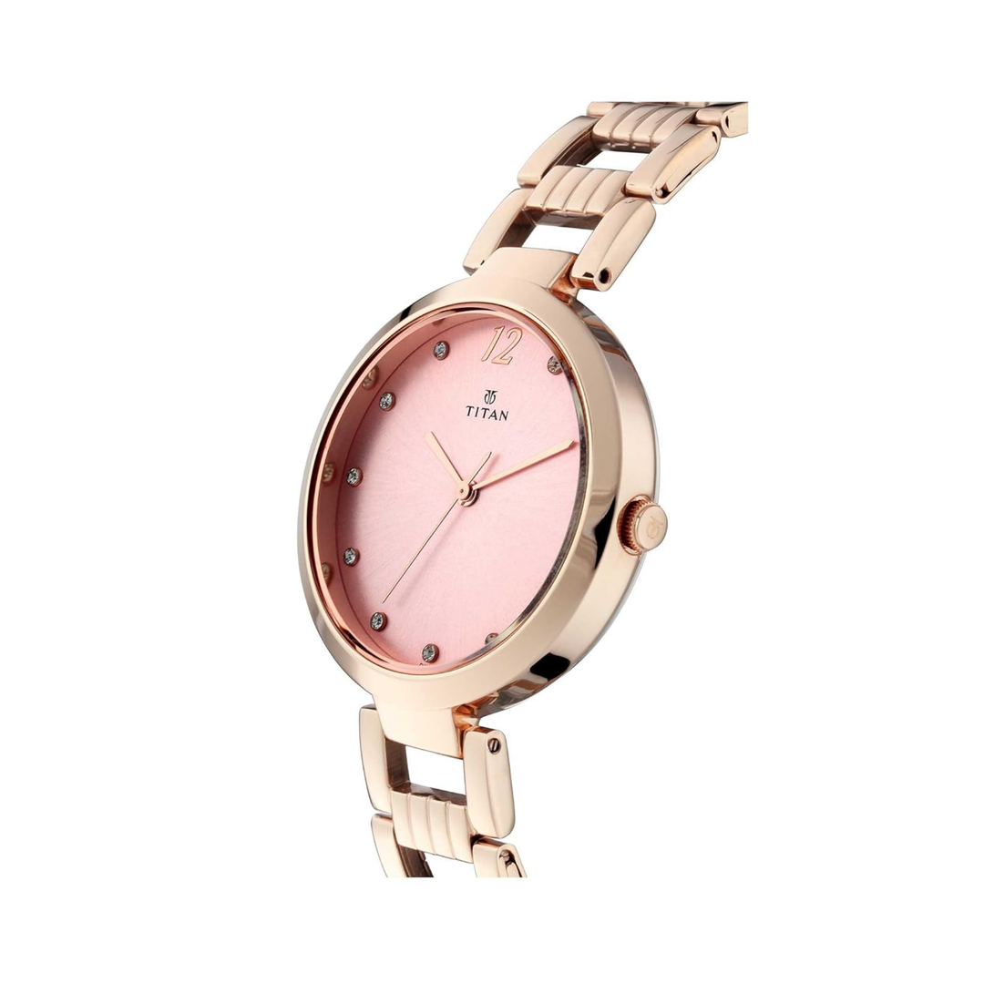 Titan Sparkle | Radiant Pink Multi-Dial Watch with Signature Crystal Accents