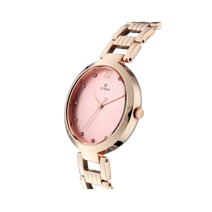 Titan Sparkle | Radiant Pink Multi-Dial Watch with Signature Crystal Accents