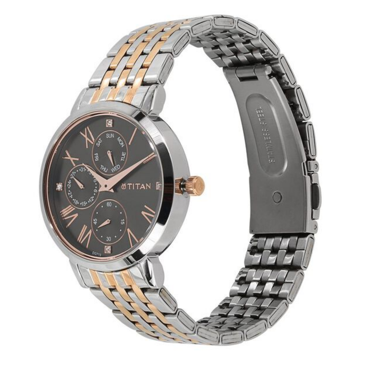 Titan Executive: Anthracite Sunray Multifunction Watch for Women