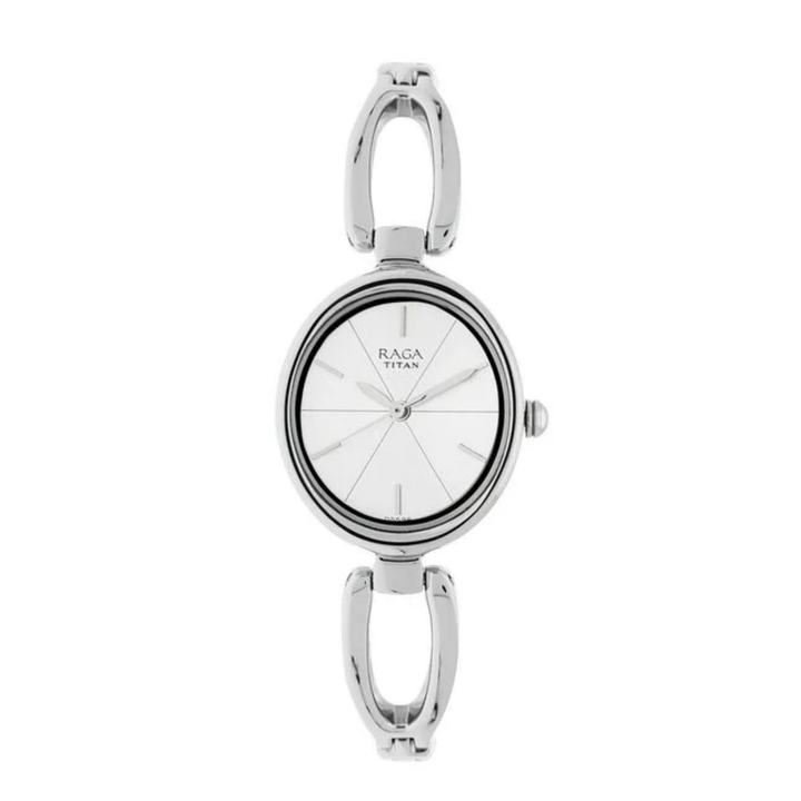 Titan Raga Viva | Sleek Silver Analog Watch featuring a Slender Mesh-Link Strap