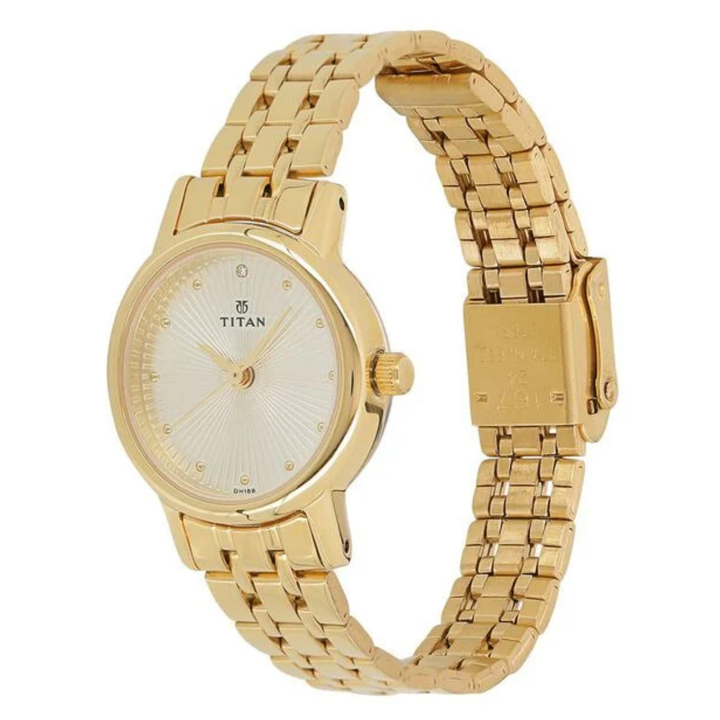 Titan Essentials | All-Gold Tonal Round Analog Watch for Professional Elegance