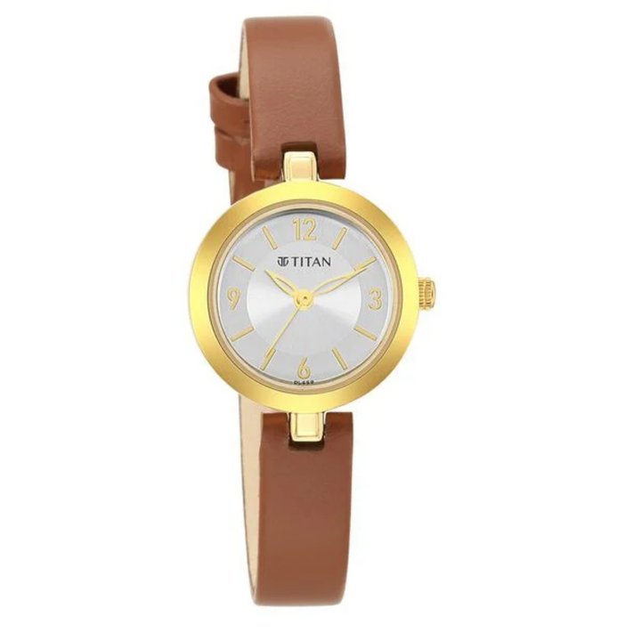 Titan Lagan: Essential Silver Sunray Watch with Genuine Midnight Black Leather
