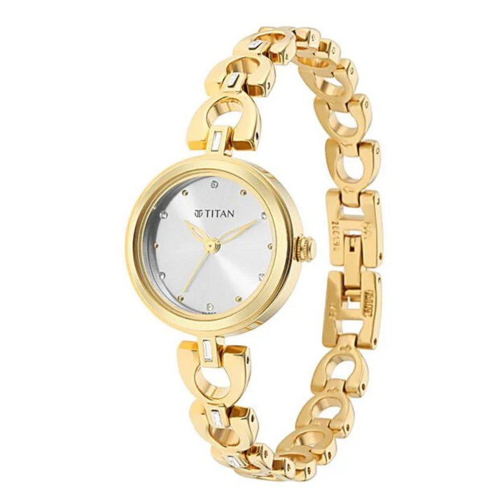 Titan Lagan Minimalist | Sleek Silver Analog Watch with Contemporary Metal Bracelet