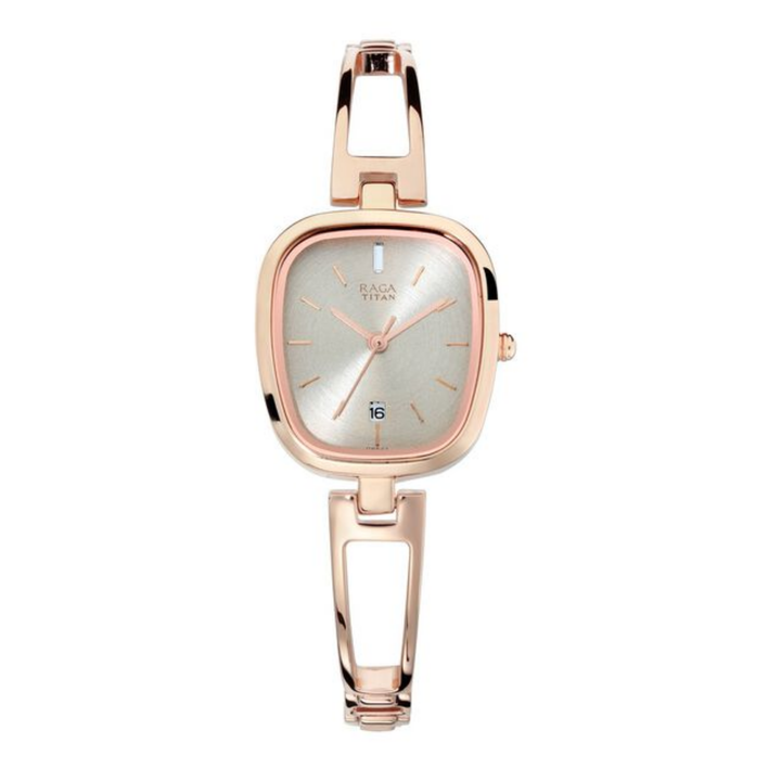 Titan Raga Viva Trendsetter | Charcoal Grey Dial &amp; Rose Gold Tonal Analog Watch