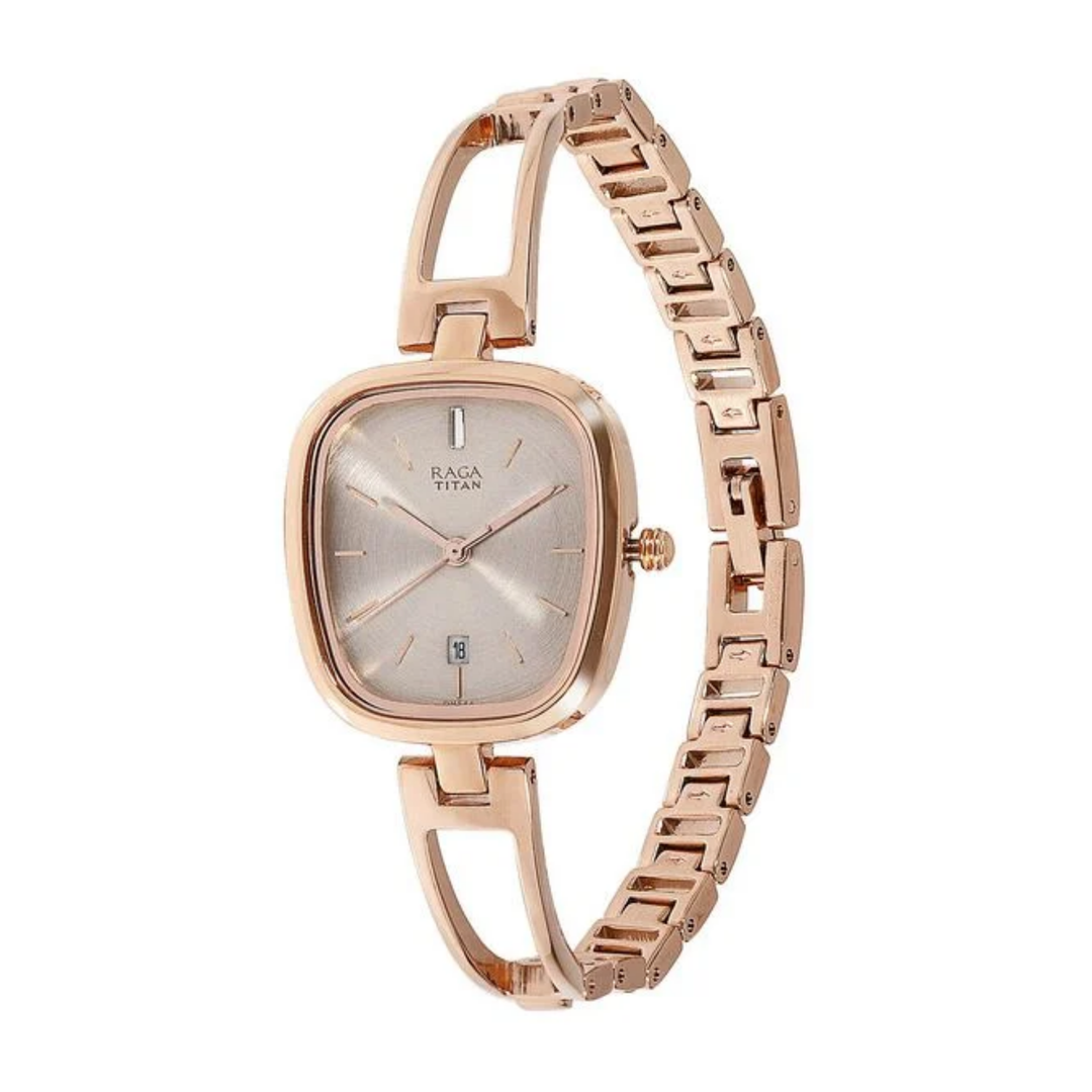Titan Raga Viva Trendsetter | Charcoal Grey Dial &amp; Rose Gold Tonal Analog Watch