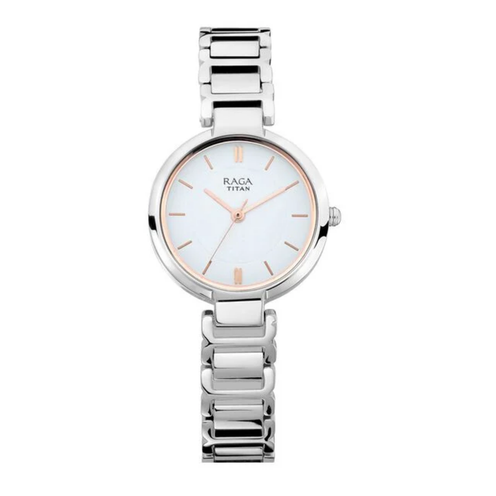 Titan Raga Viva Trendsetter | Minimalist White Analog Watch with Date Display