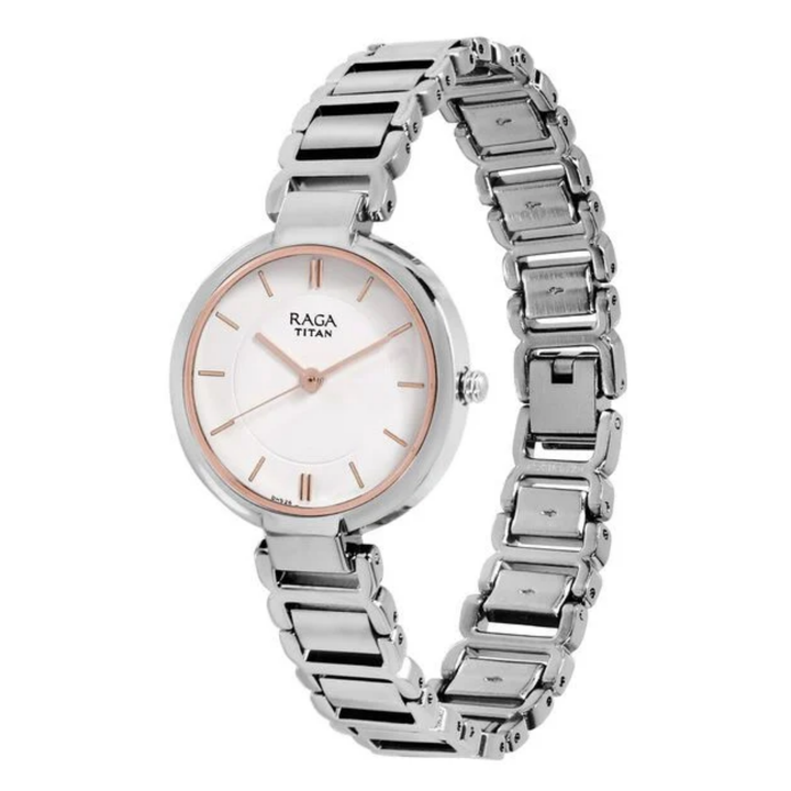 Titan Raga Viva Trendsetter | Minimalist White Analog Watch with Date Display