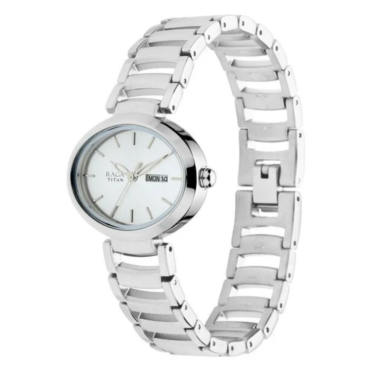 Titan Raga Viva Trendsetter | All-Silver Multi-Function Watch with Stainless Steel Strap