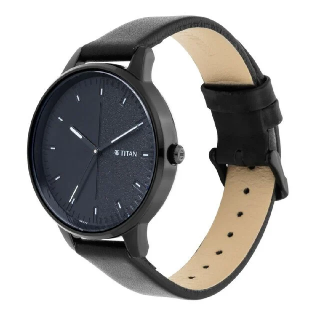 Titan Precision Simplicity | Midnight Gradient Dial &amp; Sleek Leather Band