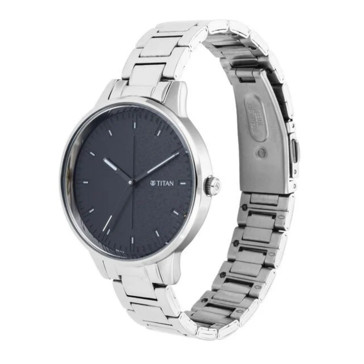Titan Svelte: Black Gradient Sunray Dial with Polished Onyx Metal Bracelet