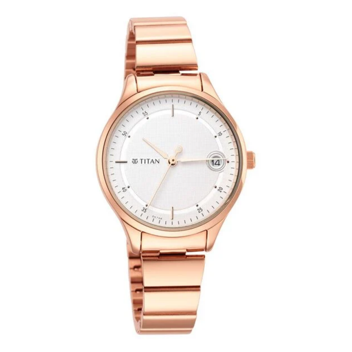Titan Workwear: Silver Sunray Dial with Polished Stainless Steel Bracelet