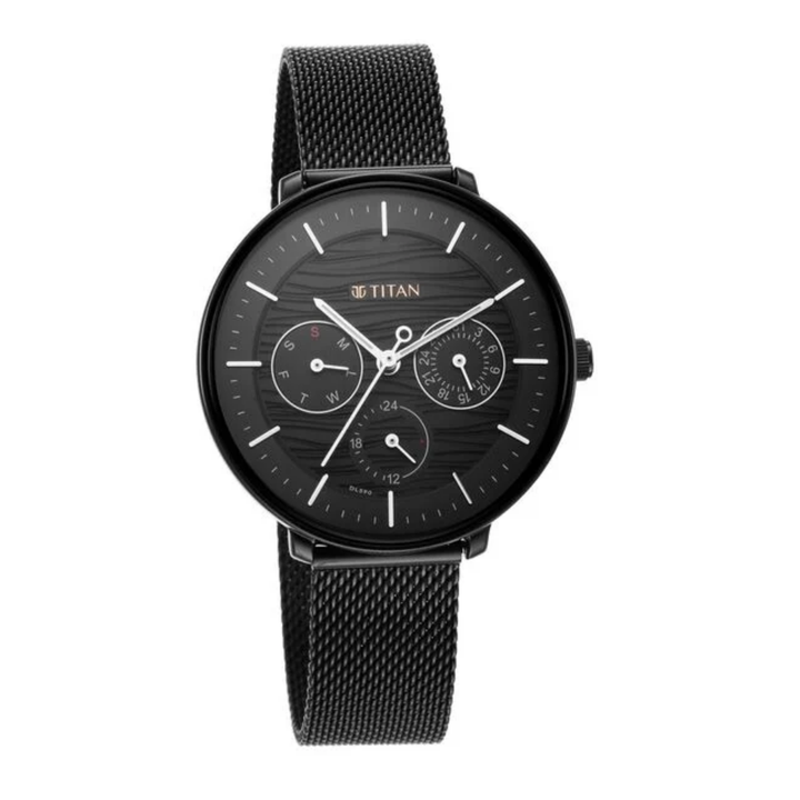 Women’s Titan Svelte Green Dial Watch with Day, Date, and 24-Hour Display