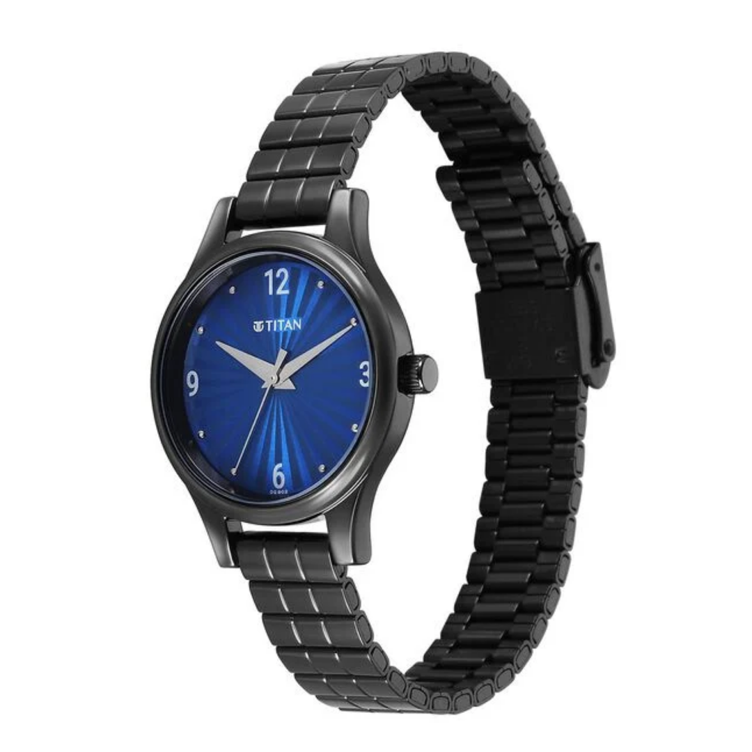 Women’s Titan Karishma All-Black Steel Watch with Azure Dial