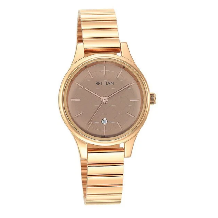 Titan Karishma Coffee Sunray Timepiece: A Classic Metal Edition for Women
