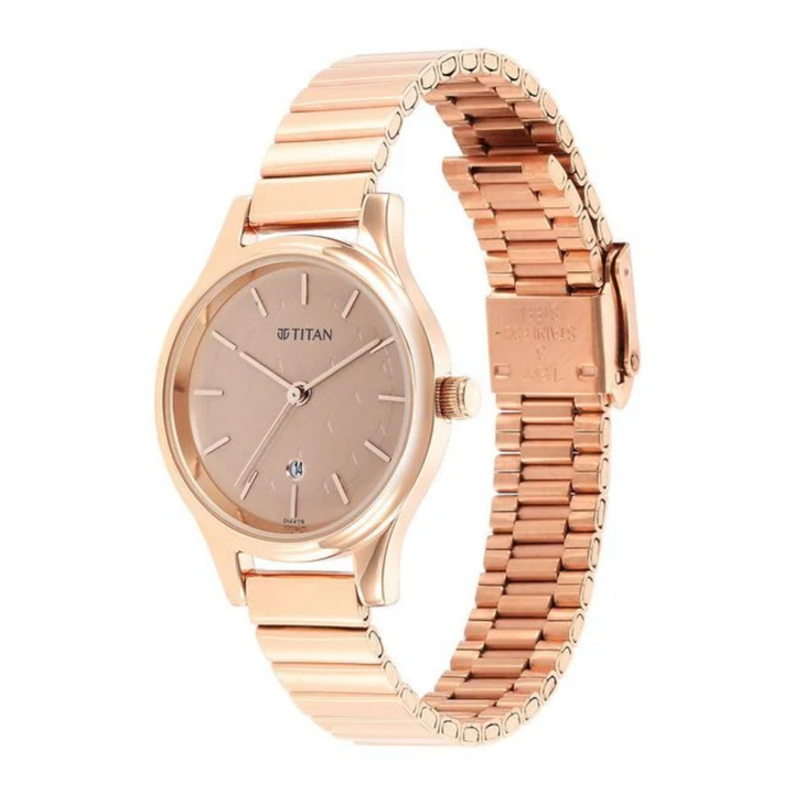 Titan Karishma Coffee Sunray Timepiece: A Classic Metal Edition for Women