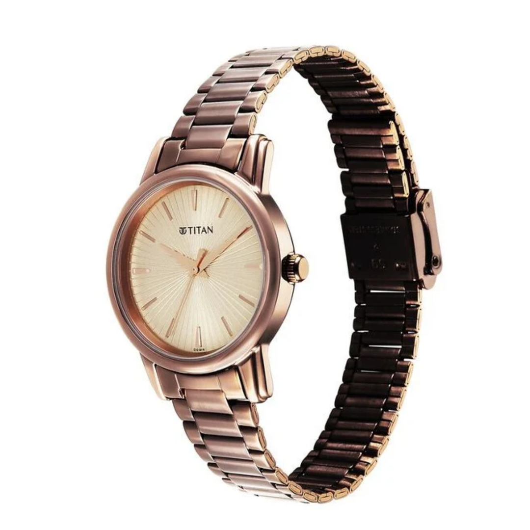 Women’s Titan Karishma: Earth-Toned Classic Silver &amp; Brown Steel Watch