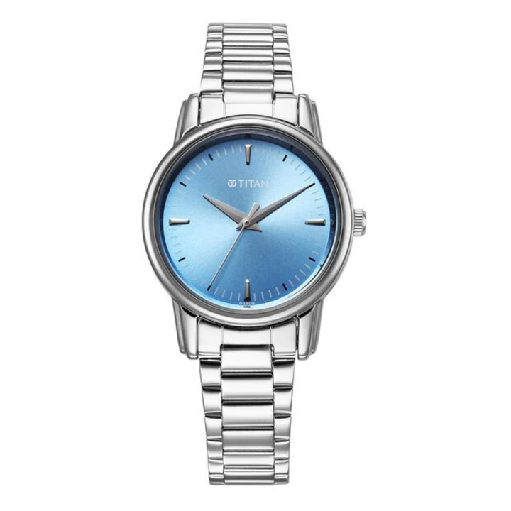 Titan Karishma Silver Steel Analog Watch – Cobalt Blue Edition