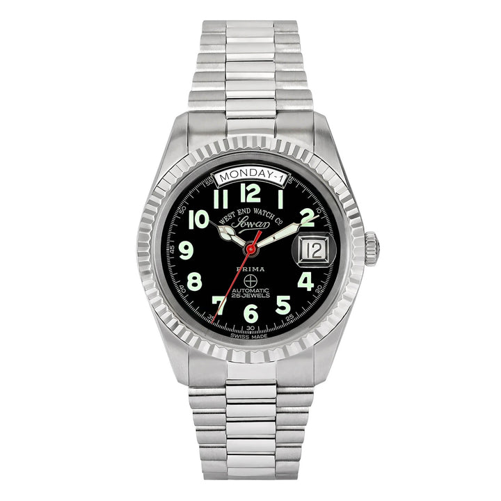 West End Men's Silver Tone Case Black Dial Automatic Watch