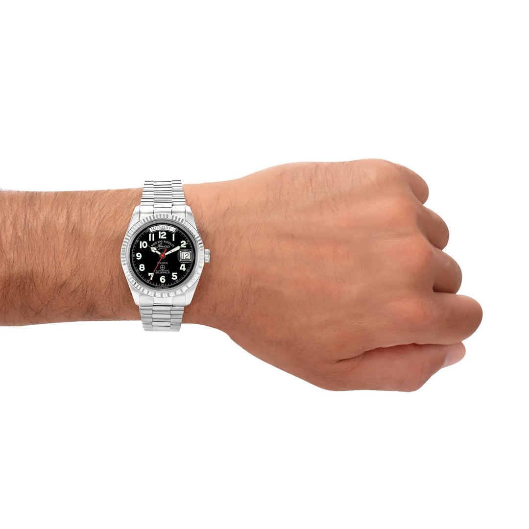 West End Men's Silver Tone Case Black Dial Automatic Watch