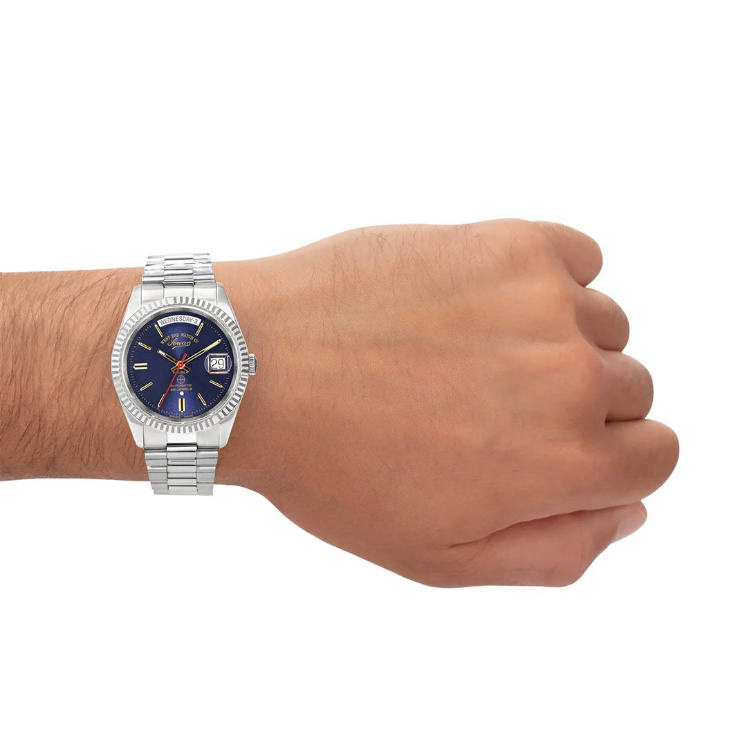 West End Men's Silver Tone Case Blue Dial Automatic Watch