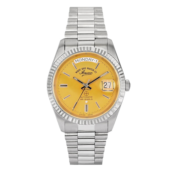 West End Men's Silver Tone Case Yellow Dial Automatic Watch