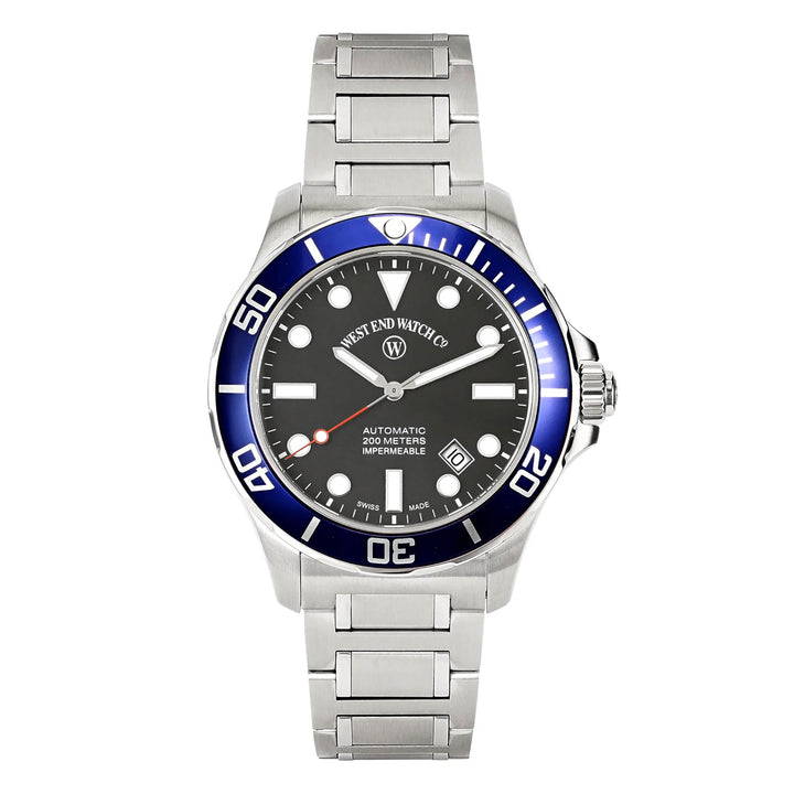 West End Men's Silver Tone Case Black Dial Automatic Watch