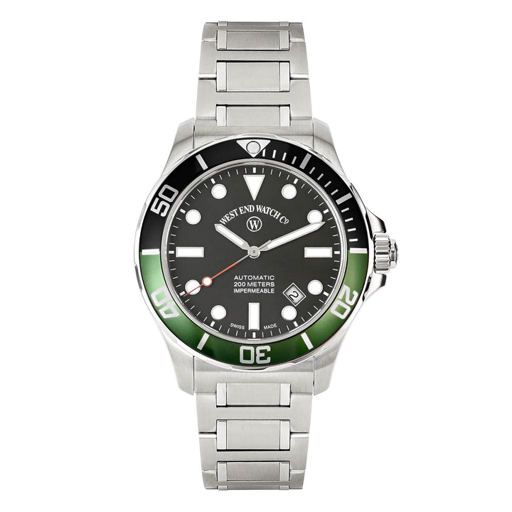 West End Men's Silver Tone Case Black Dial Automatic Watch