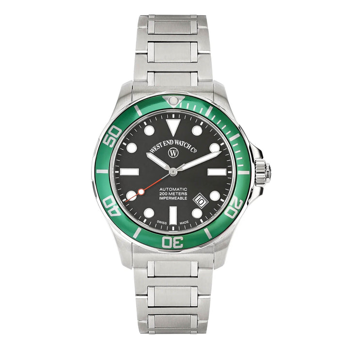 West End Men's Silver Tone Case Black Dial Automatic Watch