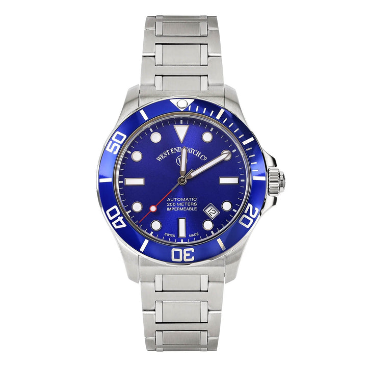 West End Men's Silver Tone Case Blue Dial Automatic Watch