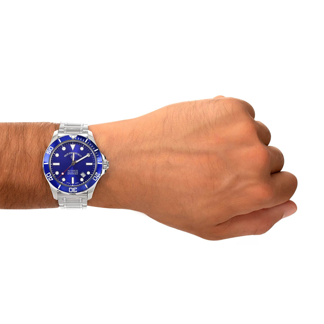 West End Men's Silver Tone Case Blue Dial Automatic Watch