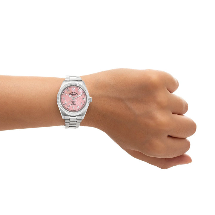 West End Women's Silver Tone Case Pink Mop Dial Automatic Watch