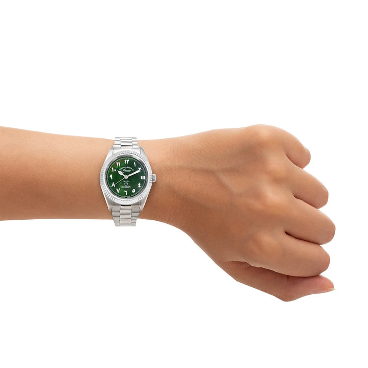 West End Women's Silver Tone Case Green Mop Dial Automatic Watch