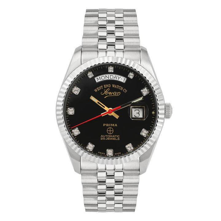 West End Men's Silver Tone Case Black Dial Automatic Watch