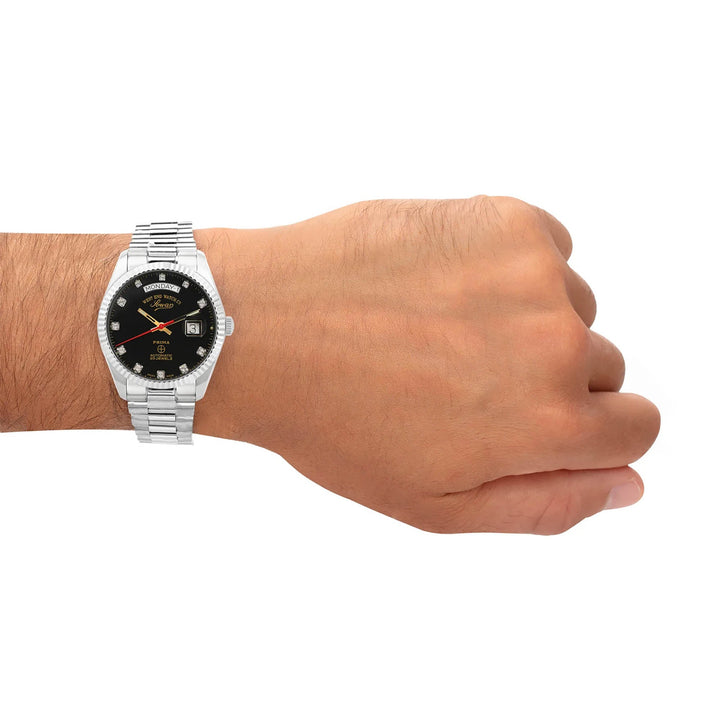 West End Men's Silver Tone Case Black Dial Automatic Watch