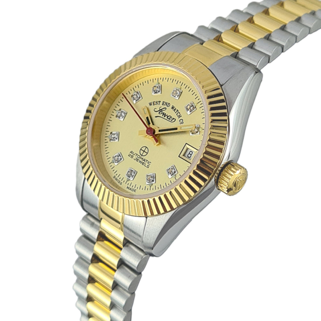 West End The Classics Automatic Ladies 26mm Two-tone Watch Champagne Dial with Zircon Markers