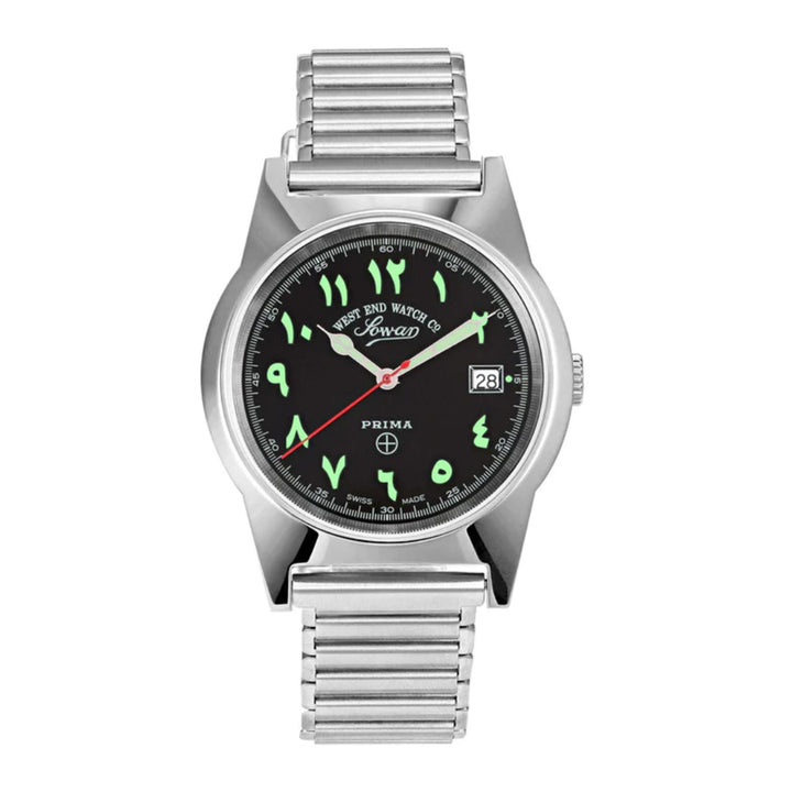 West End Souq Collection 38mm Stainless Steel Quartz Watch Black Dial with Arabic Numerals