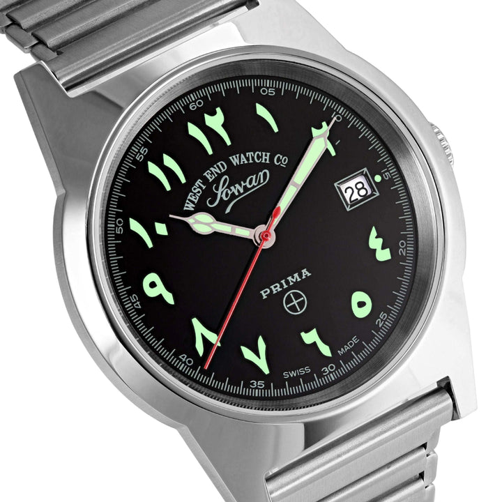 West End Souq Collection 38mm Stainless Steel Quartz Watch Black Dial with Arabic Numerals
