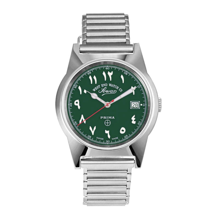 West End Souq Collection 38mm Stainless Steel Quartz Watch Green Dial with Arabic Numerals