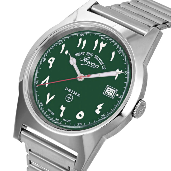 West End Souq Collection 38mm Stainless Steel Quartz Watch Green Dial with Arabic Numerals