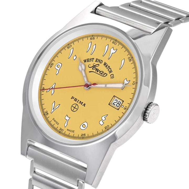 West End Souq Collection 38mm Stainless Steel Quartz Watch Yellow Dial with Arabic Numerals
