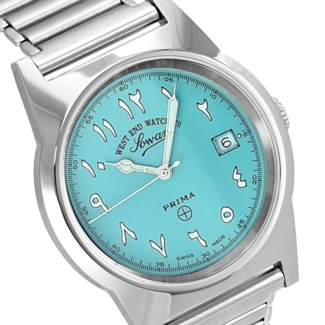 West End Souq Collection 38mm Stainless Steel Quartz Watch Turquoise Dial with Arabic Numerals