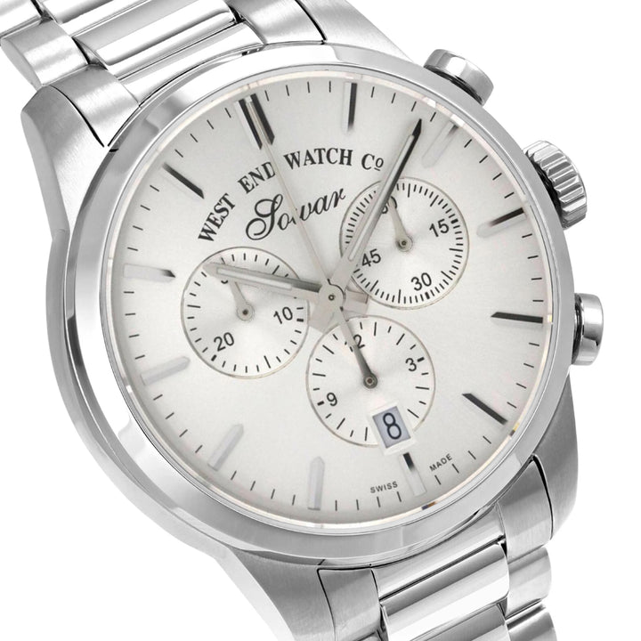 West End Everbright Chronoraph Quartz Stainless Steel Gents 40mm Watch Silver Dial