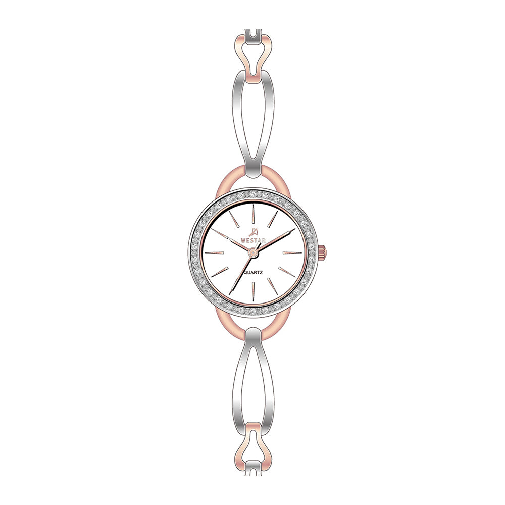Westar Ornate Ladies White Dial Quartz Watch - 20163SPN601