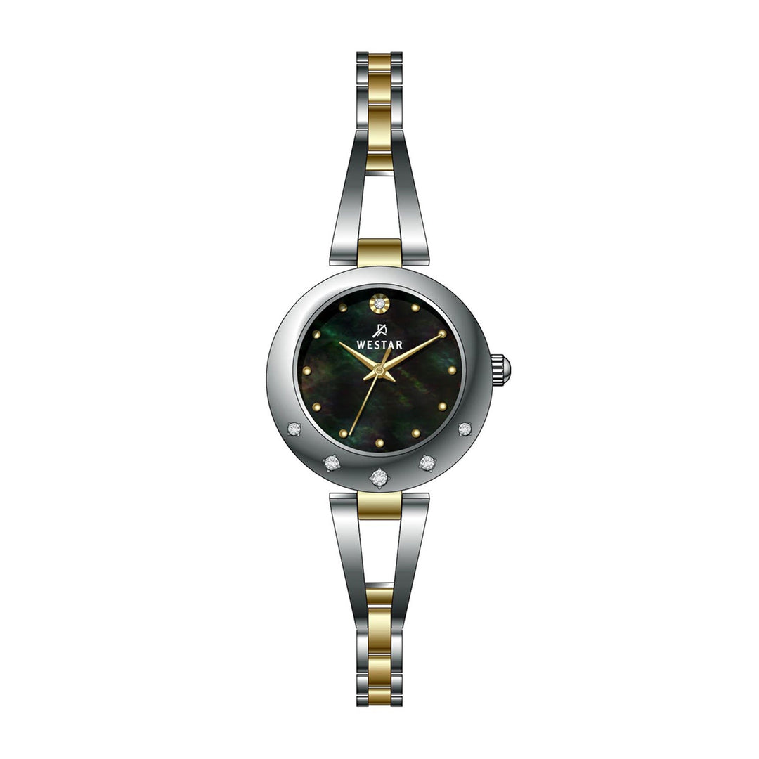 Westar Ornate Ladies 25 mm Black Mother of Pearl Dial Quartz Watch - 20336CBN113