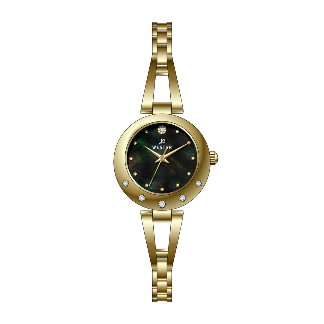 Westar Ornate Ladies 25 mm Black Mother of Pearl Dial Quartz Watch - 20336GPN113