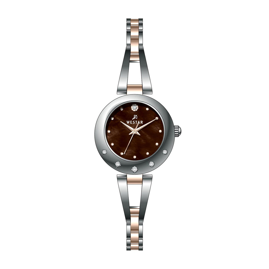 Westar Ornate Ladies 25 mm Brown Mother of Pearl Dial Quartz Watch - 20336SPN620