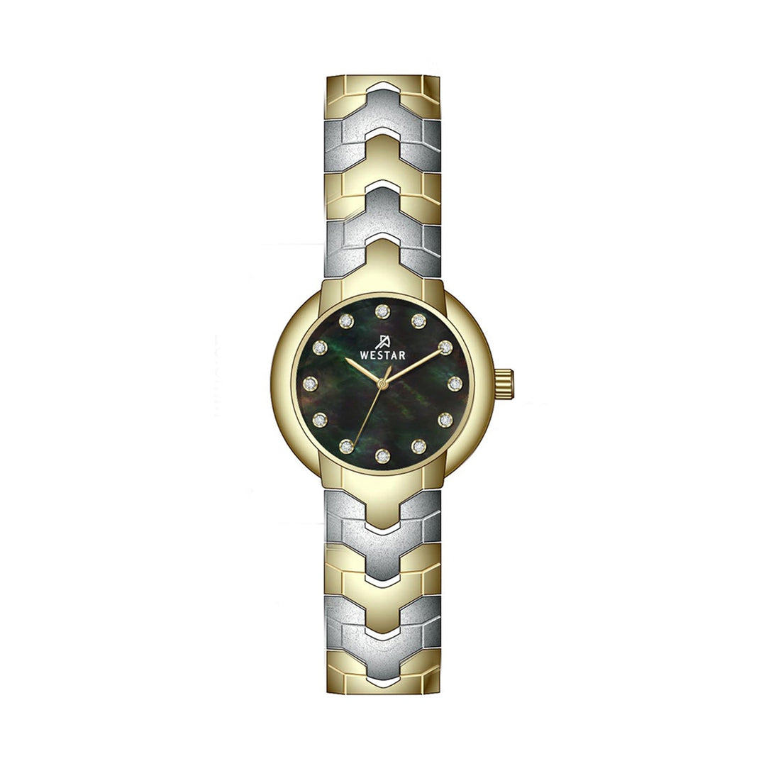 Westar Ornate Ladies 22.5 mm Black Mother of Pearl Dial Quartz Watch - 20338CBN113