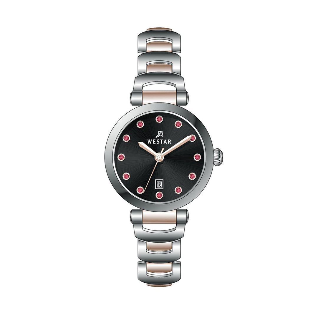 Westar Ornate Ladies 28 mm Black Dial Quartz Watch - 20339SPN603